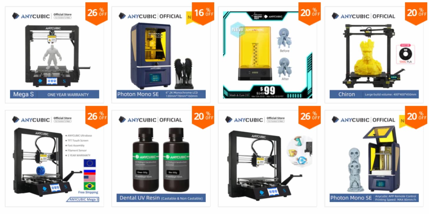 купоны от ANYCUBIC Official Store на Алиэкспресс