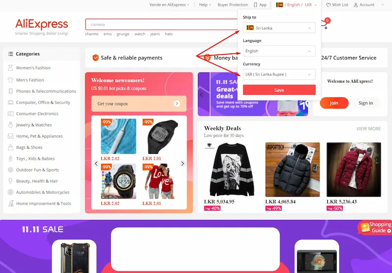 How to set up Aliexpress in Sri Lanka