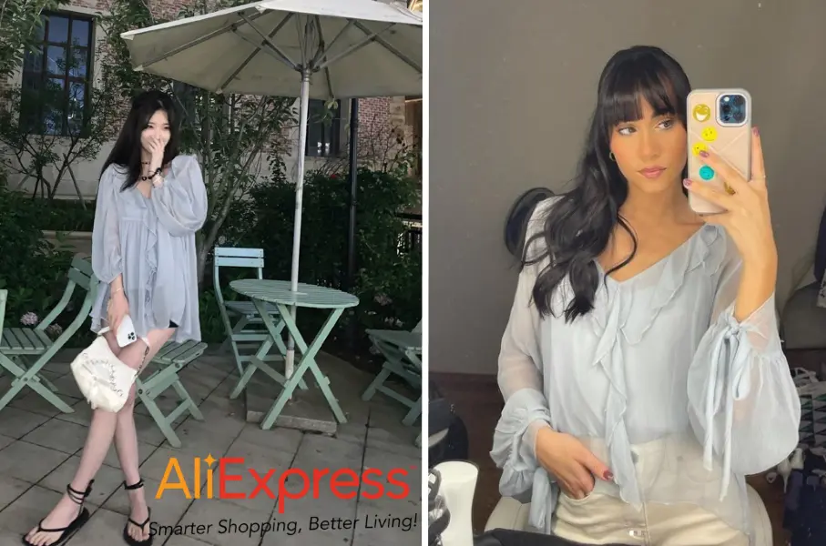 Singer in a chiffon blouse