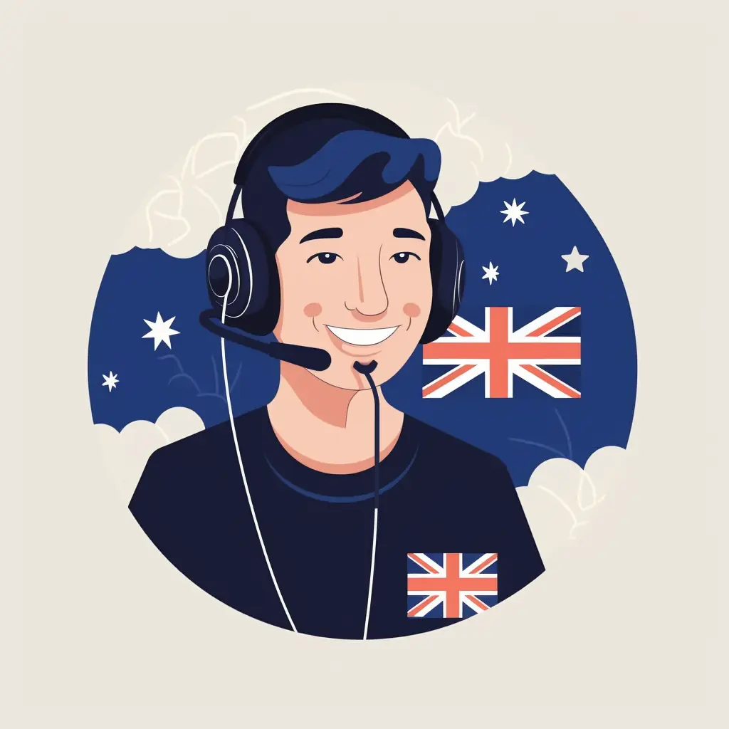 Friendly customer service representative with New Zealand flag