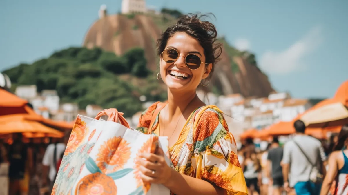 Comprador feliz recebendo pacote AliExpress no Brasil photo