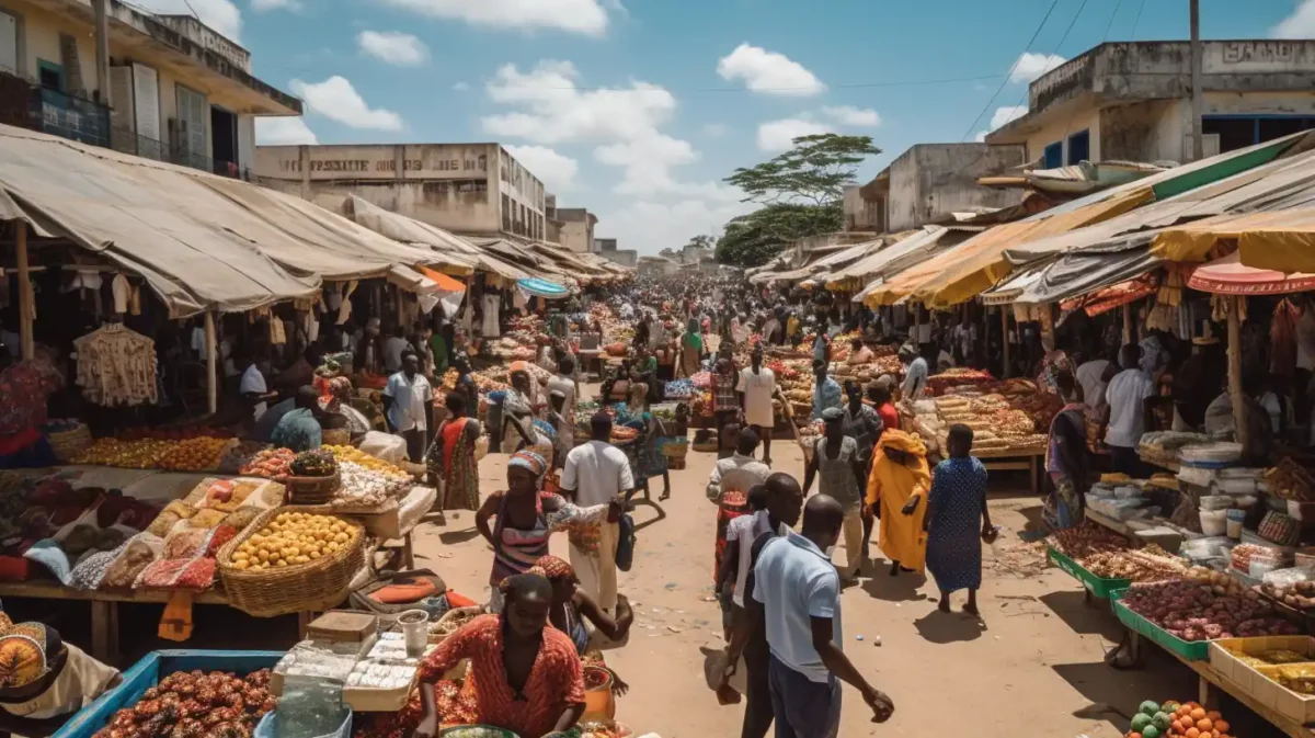 Grande mercado em Moçambique