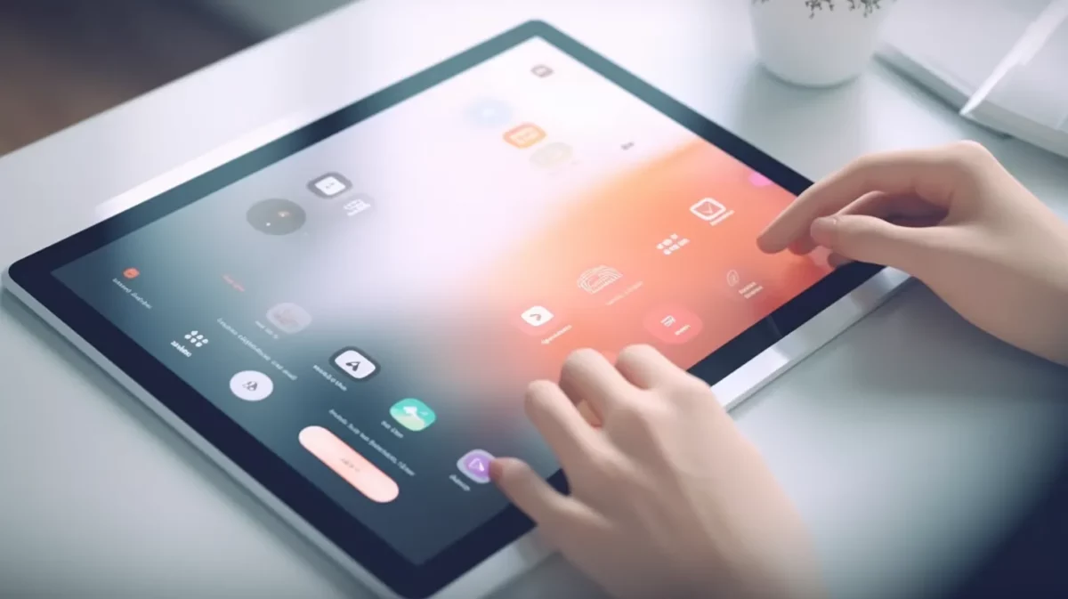 Navegação manual no AliExpress em uma ilustração de close-up do tablet