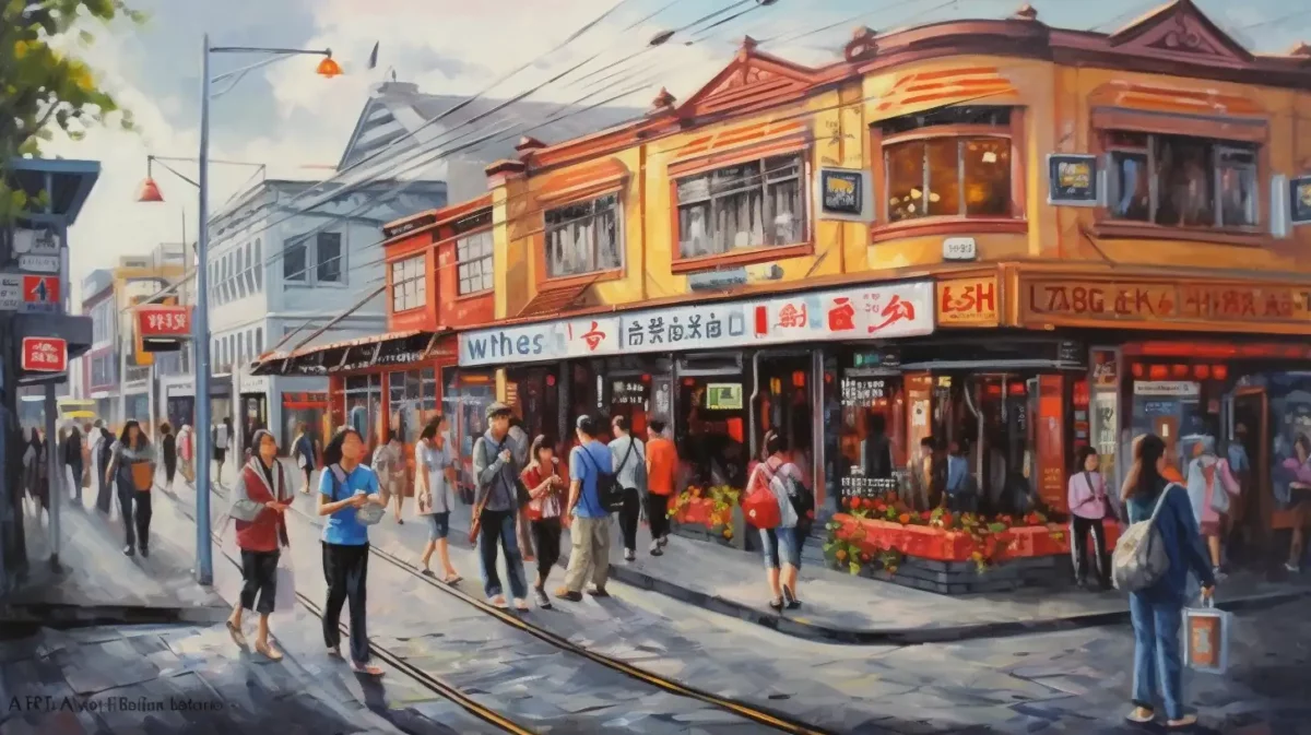 New Zealand marketplace scene with local sellers and their products