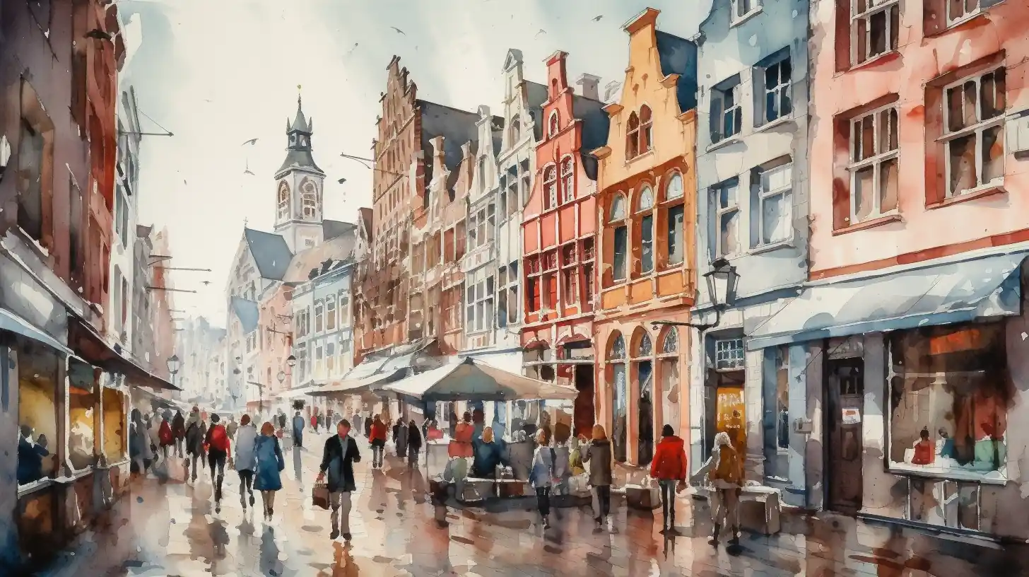 Shopping sur AliExpress en Belgique - une rue commerçante au centre d'une ville belge