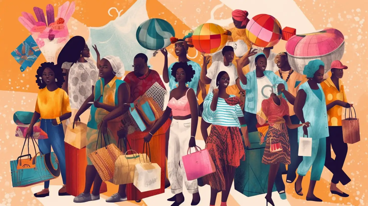 Uma colagem de pessoas de diferentes origens e faixas etárias, cada uma segurando um item que comprou no AliExpress Moçambique, simbolizando o apelo universal e a inclusão da plataforma