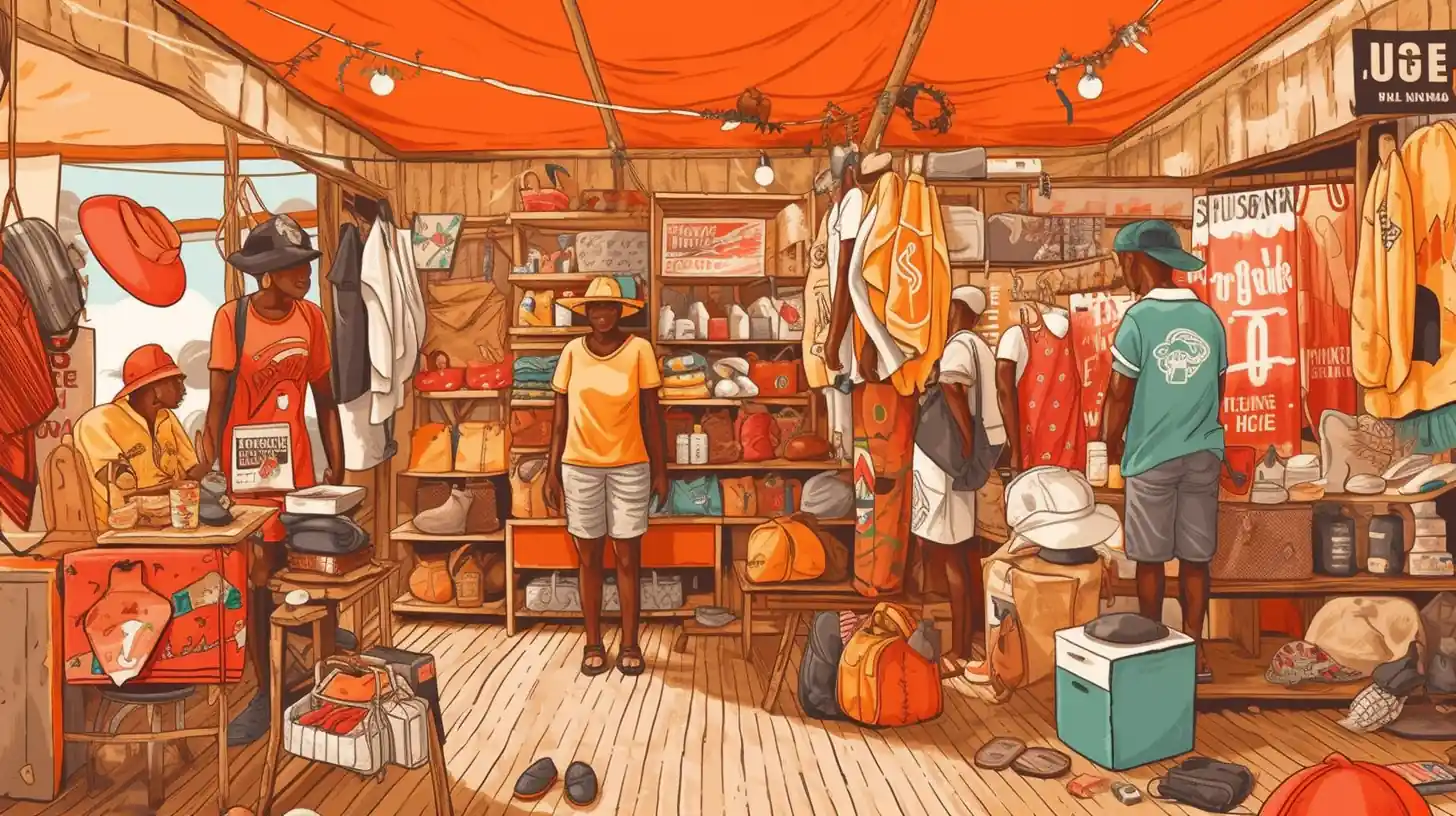 Uma vibrante cena de compras apresentando vários produtos disponíveis no AliExpress Moçambique, incluindo eletrônicos, roupas e acessórios, destacando a diversidade de itens