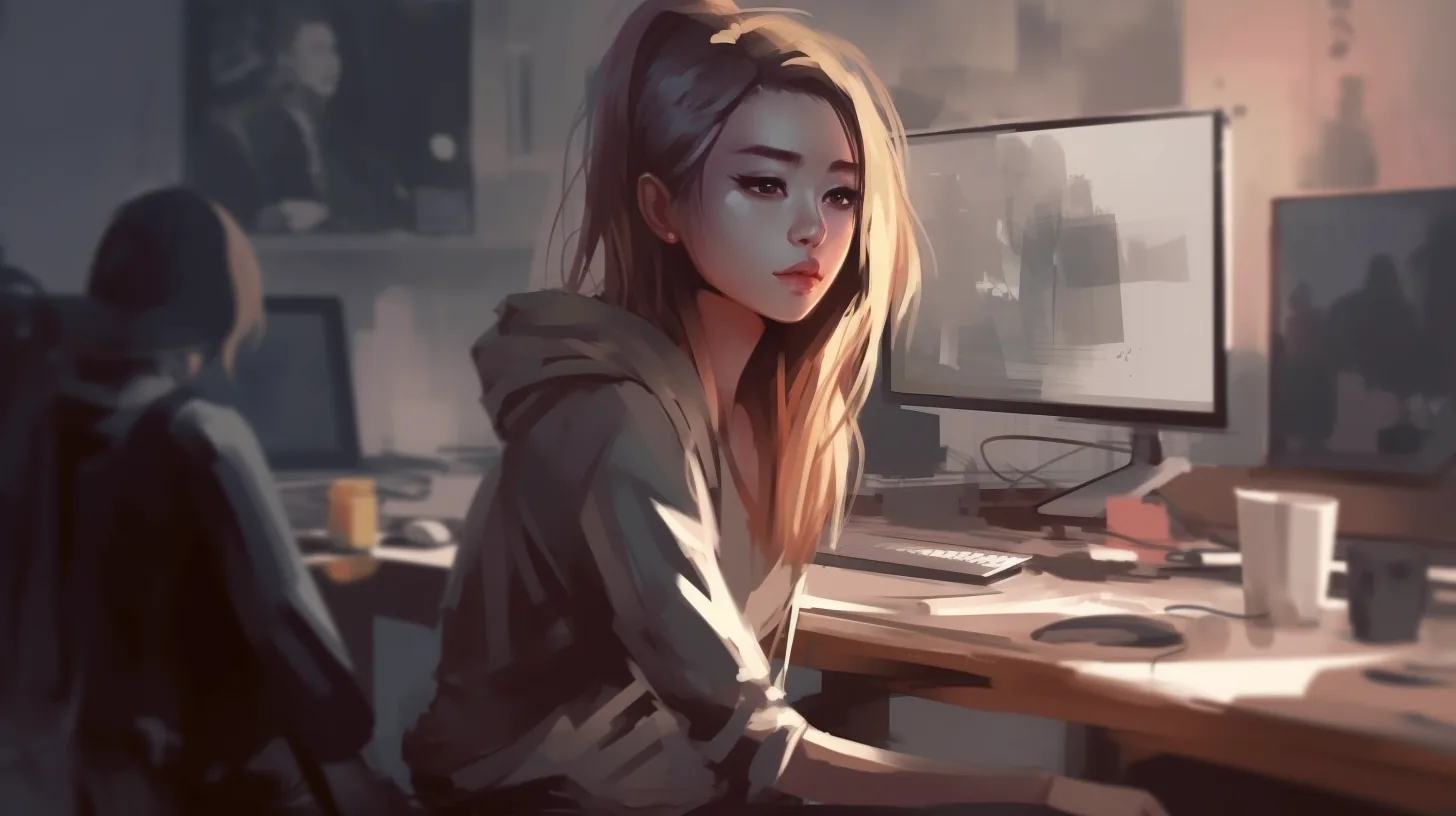 Office worker browsing