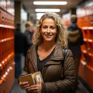 Woman with a parcel from AliExpress without taxes