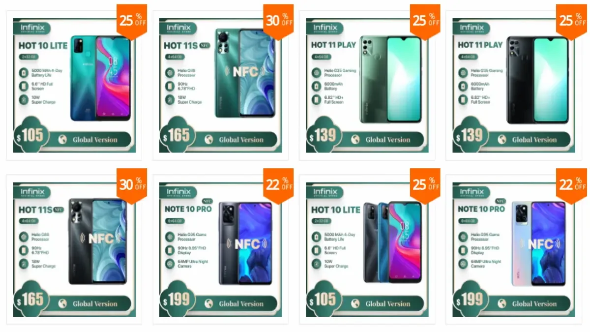 Infinix Store on AliExpress Mobile Devices